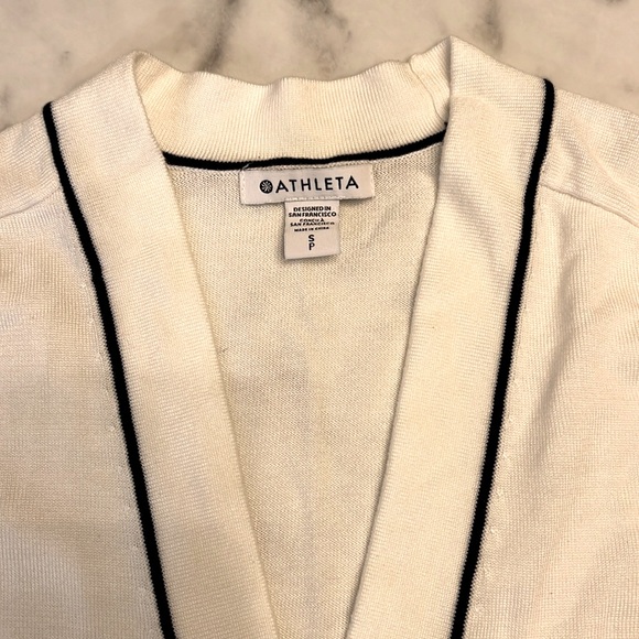Athleta Lightweight Wool Blend Cardigan Sweater Womens Small White V Neck Knit - Picture 2 of 7